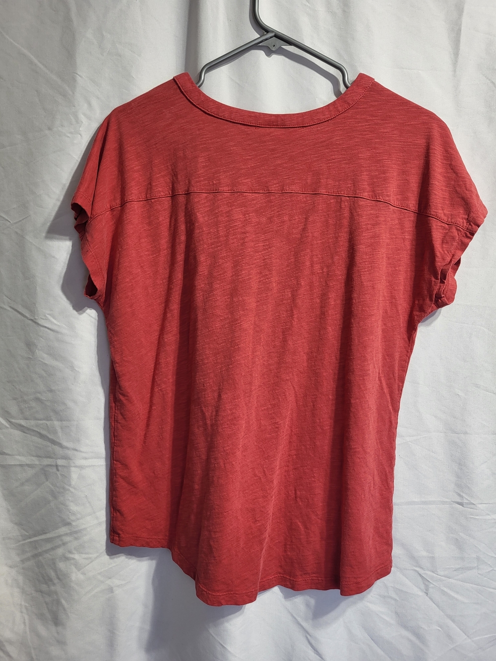 Short Sleeve Coral Henley Tee, Size Medium - Picture 2 of 5